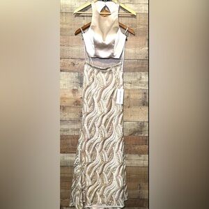 2 Piece Madison James Champagne Size 0 Prom NWT Formal Evening Pageant Wedding